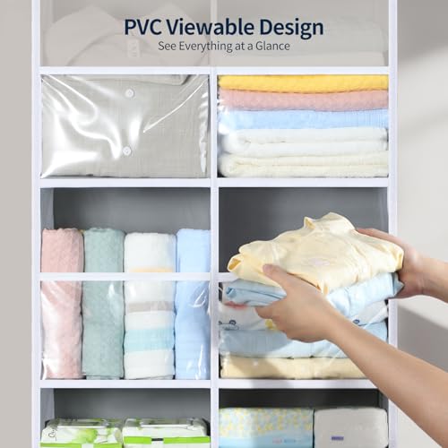 Yecaye 80lb Clear Door Hanging Yarn Storage Organizer, 10 Large Plastic Pockets & 10 Mesh Pockets Over The Door Crochet Organizer, 5 Tier Yarn Ball Storage for Knitting Needles, Gray - color: Grey