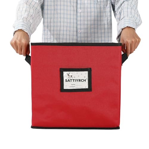 Sattiyrch Christmas Ornament Storage Box,4 Trays with Customizable Dividers,Canvas,Dust-Proof, Holds Up to 64 x 2.36 Ornaments, for Garage/Attic/Basement Storage - size: 64 pcs with Trays