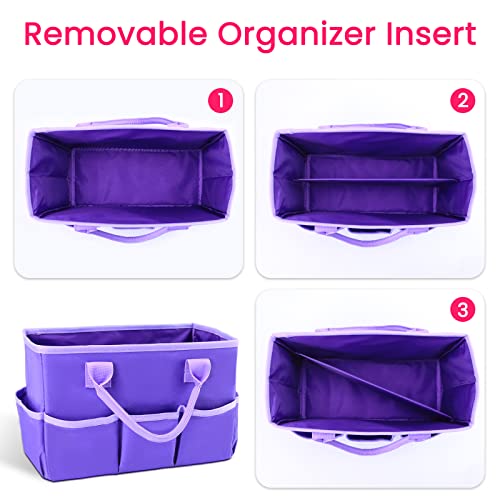 Desktop Tote and Organizer, Teacher Helper caddy Bag for Arts, Books, Stationery, Office Desk Organization, Make-up Storage with Handles for Travel (Purple) - color: PURPLE