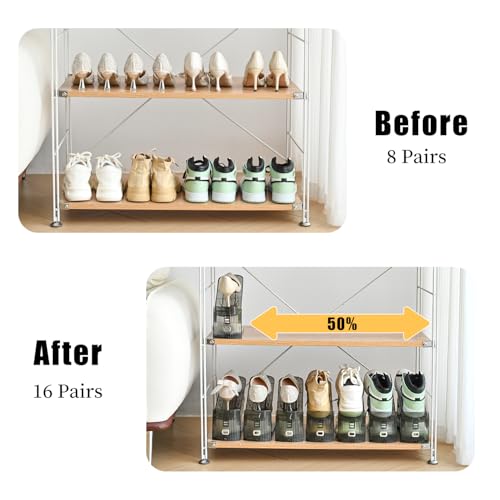Shoe Slots Organizer, Clear Shoe Stacker, Adjustable Level Shoe Rack,Storage Space Saver for Sneakers Display (Grey Transparent, 20Pack) - color: Grey Transparent, size: 20 Pack