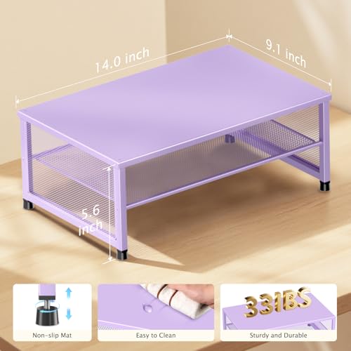 ECOLOVI 2-Tier Computer Monitor Stand Riser, Desk Organizer for Monitor, Printer & Laptop Stand, Desktop Workspace Organizers for Office Supplies(Purple) - color: Purple