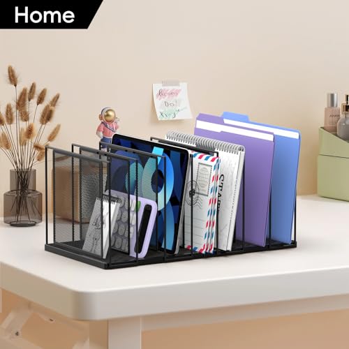 File Organizer for Desk, 7-Section Vertical File Sorter, Paper Holder Organizer Standing Metal File Folder for Office Home Classroom, Black - color: Black, size: 1 Pack 7-Section