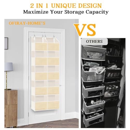 Over The Door Organizer 5 Tiers, Extra Large Behind Door Storage of 10 Compartments, 80 lbs Weight Capacity Hanging Storage Organizer with Clear Window Kids Toys, Shoes,Diapers, Braided Style - color: Braided - 5 Tiers