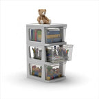 Plastic Drawer Wide Tower Plastic Storage Cart with Clear Pull Out Drawers, Silver (3 Drawer Wide Tower) - color: Grey and Clear