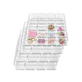 4 PCS Stackable 16 Grids Jewelry Organizer Tray, Clear Earring Display Stand Ring Storage Tray Plastic Drawer Organizer for Makeup, Accessories, Desk, Vanity