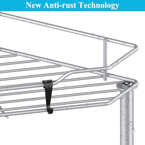 HuggieGems 4 Tier Floor Standing Corner Shower Caddy Organizer Shelf with Hooks, Bathroom Shelves Stand Rack, Silver - color: Silver, size: 4 Tier