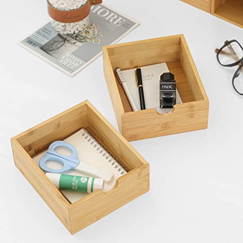 Wisuce Bamboo Desk Drawer Organizer, Desktop Organizer with Drawers Tabletop Storage Organization Box for Office Home Toiletries Supplies Vanity, No Assembly Required(4 Drawes) - style: 4 Drawes