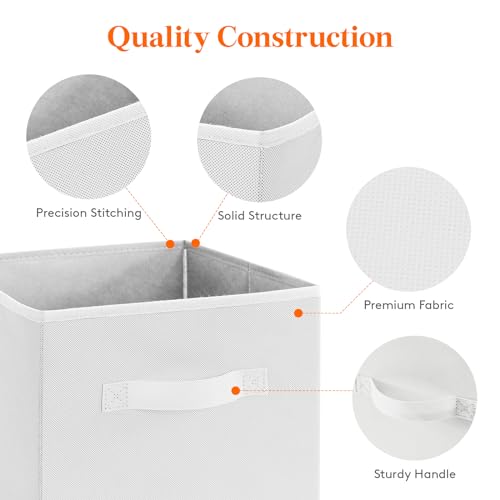 Lifewit Storage Cubes, Foldable Decorative Fabric Storage Baskets for Organizing Home Organizers with Handles for Shelves, Closet, 11 Inch Bins, 18L White, 6 Packs - color: White, size: 6pcs-11INCH