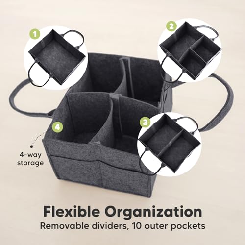 KeaBabies Baby Diaper Caddy Organizer with Handle - Portable Baby Car Organizers and Storage for Nursery, Changing Table, Large Shower Gift Basket for New Mom Gifts & Boy Girl Registry (Mystic Gray) - color: Mystic Gray
