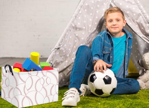HIYAGON Rectangular Baseball Basket Kids Baby Nursery Storage Basket for Boys Baseball Room Decor Cute Toy Storage Organizer Bins Bedroom(Baseballs) - color: Baseballs