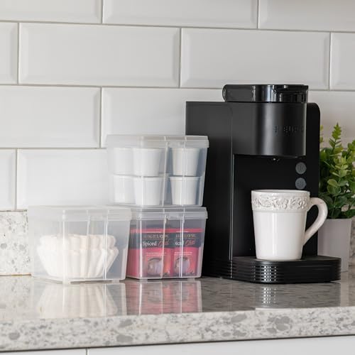 IRIS USA Vertical Plastic Flip Top Storage Containers Bins with Lids for Pantry, Home, Office, Organization, Small, Stackable Hinged Organizer with Latches, Clear, 10 Pack - size: Small - 10 Pack