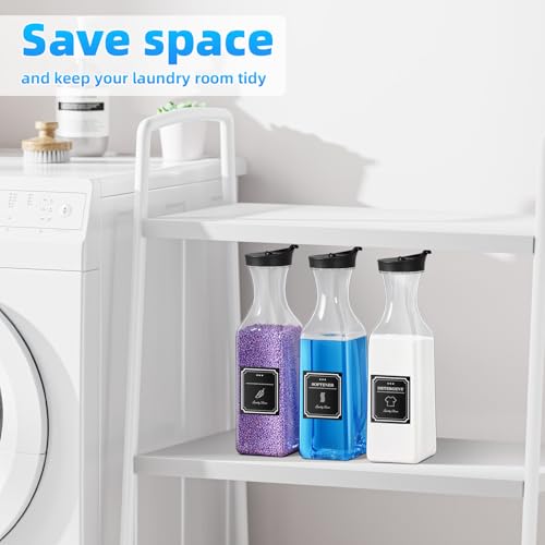 Laundry Detergent Dispenser,54oz Fabric Softener Dispenser,Plastic Liquid Laundry Detergent Container,Laundry Detergent Organizer for Laundry Room Organization with 4 Labels,Black - color: Black