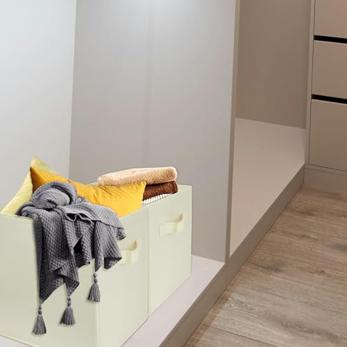 2 Pcs Storage Cubes, 10.5 Inch Collapsible Storage Bins, Fabric Foldable Bins for Organization, Durable Storage Bins for Closet, Shelves, Offices (Beige) - color: Beige