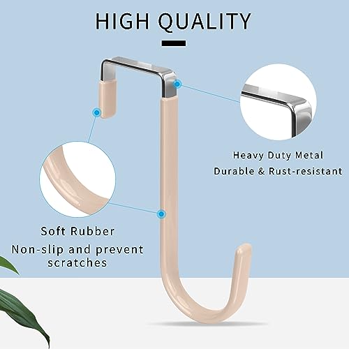 FYY Over The Door Hooks, 4 Pack Door Hangers Hooks with Rubber Prevent Scratches Heavy Duty Organizer Hooks for Living Room, Bathroom, Bedroom Hanging Clothes, Towels, Hats, Coats, Bags Nude - color: A Nude, size: Short, style: 4 Pack