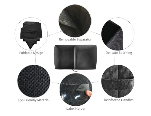 3 Packs Closet Storage Bins - Trapezoid Large Storage Box - Foldable Fabric Baskets for Organizing Clothes - Baby Toiletry, Toys, Towel, DVD, Book (Black, 20 x 11.2 x 8.3 inches) - color: Black, size: 20 x 11.2 x 8.3 inches