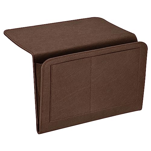 PATIKIL 13in Bedside Caddy, Bed Caddy Bedside Organizer Hanging 5 Pocket Soft Bed Pockets Bedside Storage Organizer Remote Control Holder for Bedroom Phones Glasses, Dark Brown - color: Dark Brown, size: 12.6*8.6inch