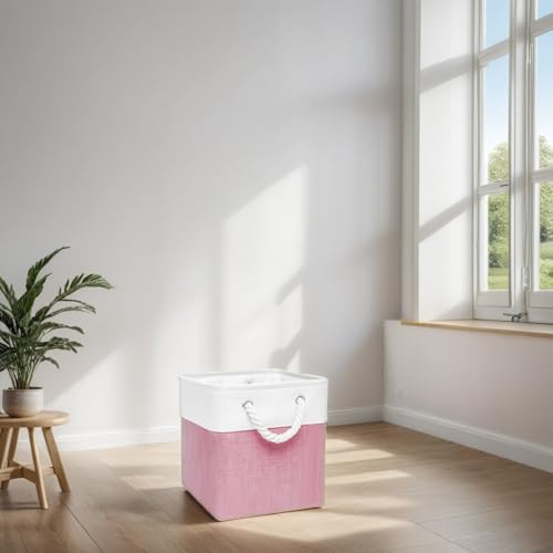Cube Storage Bins, Collapsible Fabric Storage Cubes Bins, 11 Inch Cube Storage Bins with Handles, Foldable Storage Cubes (Pink, 10.5 * 10.5 * 11inch) - color: Pink