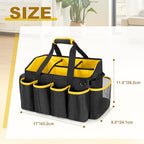PGmoon Extra-Large Cleaning Caddy Organizer with Handle, Cleaning Supplies Tote Bag Built-in Support Boards, Cleaning Tool Organizer for Cleaners, Housekeepers, Kitchen Cleaning Supplies