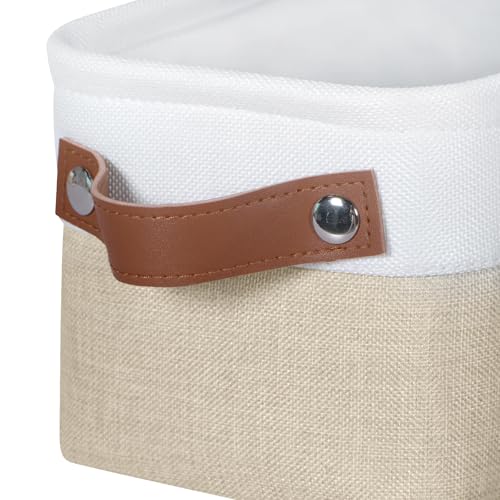 Kntiwiwo Small Fabric Storage Bins, 15x6x5 inch Narrow Storage Baskets 4-Pack Long Storage Basket for Organizing with Handles, Decorative Basket for Closets, Shelves, Toilet Paper, Beige - color: Beige, size: 15" x 6" x 5"