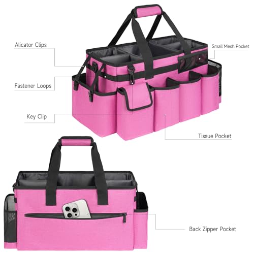 Cleaning Caddy Bag,Extra Large Cleaning Supplies Organizer with Handle for Housekeepers,Rose Red - color: Rose Red, size: Extra Large