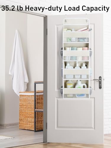 Yecaye Over the Door Organizer, 35.2lbs Load Toy Stuffed Animal Storage, Bathroom Organizers and Storage for Nursery Newborn Baby Essential Stuff Dorm Room Essentials, Cream White 4 Tier - color: Cream White, size: 4 Tier