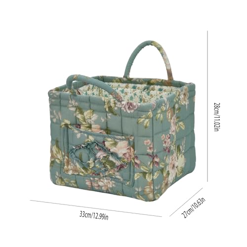 Quilted Laundry Basket with Handles, Aesthetic Collapsible Fabric Storage Basket for Clothes, Diapers & Toys - Multi-Purpose Boho Organizer Tote for Car, Home & Picnic (C) - color: C