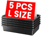A-LUGEI【Large Size】【5 Pcs】 Tool Box Organizer Tray Divider【Single Size】 Black Plastic Desk Drawer Organizer Garage Organization for Wrench Plier Hammer Bit Socket Extension Screwdriver Bolt Hex key - size: 5pcs-L Size