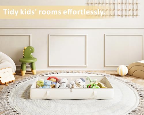 Vailando Storage Containers, 8 Inches Tall 80L Underbed Storage Bins with Sturdy Handles and Sidewalls, Closet Organizer for Clothes, Blankets, Seasonal Items, Beige, 2-Pack - color: Beige, size: 8 Inches Tall