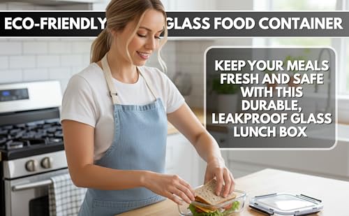 5Pack 35oz Glass Storage Containers with Lids, Airtight Glass Meal Prep Containers, BPA-Free Lunch Containers for Microwave, Oven, Freezer & Dishwasher Safe
