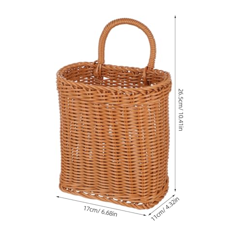 DOITOOL Hanging Storage Basket Woven Wall-Mounted Organizer for Kitchen and Entryway Vintage Style Garlic and Utensil Holder 4.3 X 6.7 X 4.3 Inch