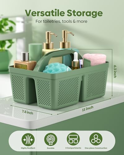 4 Pack Portable Shower Caddy, Integrated Handle, Reinforced Plastic, Organizer Storage Bathroom Supplies and Beauty Products, Cleaning Supplies, Shower Basket for Home, Dorm, Shelf and Cabinet - color: Green