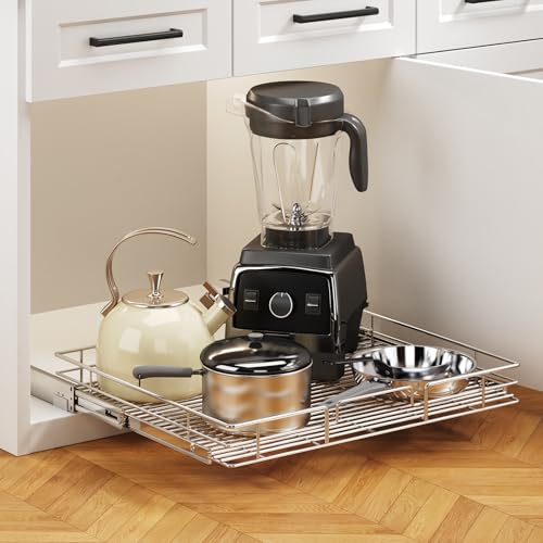 Pull Out Cabinet Organizer 25½" W x 21½" D, Heavy Duty Cabinet Pull Out Shelves, Slide Out Drawers Organization for Kitchen Cabinets Bathroom - color: 1 Tier, size: 25½"W x 21½"D