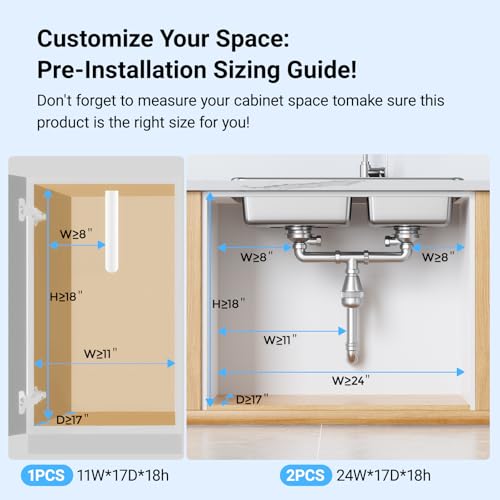 TISTAYA Pull-out Under Kitchen Sink Organizer, Metal Functional Under Sink Organizer, Height Adjustable Under Bathroom Sink Organizer, Under Sink Storage for Kitchen Bathroom Cabinet (White) - color: White, size: XL-1PC