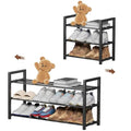 3-Tier Expandable Shoe Rack, Adjustable Shoe Shelf Storage Organizer Heavy Duty Metal Free Standing Shoe Rack for Entryway Closet Doorway (Black) - size: 3 Tier