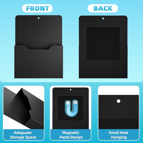Magnetic File Holder - Magnetic Paper Holder, Pocket Organizer Office Supplies Storage Mail Organizer for Notebooks,Planners,Letter (Black) - color: Black Holder-L