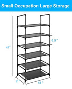 6 Tier Metal Structure Free Standing Shoe Rack for Small Space Entryway, Bedroom, Closet, Narrow Vertical Shelf Organizer for Space Saving Storage - size: 6 Tier