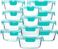 24-Piece Glass Food Storage Containers with Locking Lids,Glass Meal Prep Containers Set - Airtight Lunch Containers, Microwave, Oven, Freezer and Dishwasher,Green - color: Green