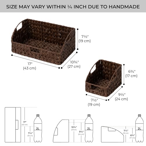 GRANNY SAYS Wicker Storage Basket for Shelves, Wicker Basket with Handles, Trapezoid Woven Baskets for Storage, Decorative Baskets for Home Decor, Brown, 3 Pack - color: Brown, size: 10¾"D x 17"W x 7½"H + 2x 9½"D x 7½"W x 6¾"H