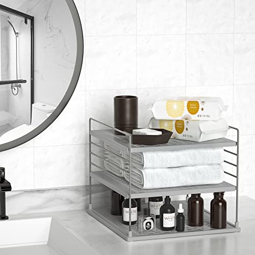 2 PACK Cabinet Organizer- Divided Compartment Holder for Foil and Plastic Wrap- Upgraded Pantry Organizers and Storage for Kitchen(Gray) - color: Gray&gray