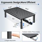 Zimilar 2 Pack Monitor Stand , 3 Height Adjustable Stand with Unique Star Mesh for Computer, Laptop, Printer, Notebook, iMac, Premium Metal Monitor Risers for 2 Monitors