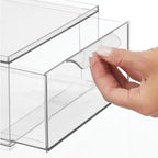 mDesign Plastic Stackable Bathroom Storage Organizer Bin with Pull Out Drawer for Cabinet, Vanity, Shelf, Cupboard, Cabinet, or Closet Organization - Lumiere Collection - 8 Pack - (Clear, 8 x 12 x 4) - size: 8 x 12 x 4 (Pack of 8)