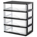 BYCY Medium 4 Drawer Clear Stacking Desktop Organizer for Office Supplies,Stackable Storage Drawers Plastic Storage Bins For Kitchen Cabinets, Pantry, Home Organization (Black, Medium 4Drawer) - size: Medium 4Drawer