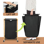 STORAGE MANIAC Laundry Sorter, Laundry Hamper with Wheels, Laundry Basket Sorter, Laundry Separator Hamper, Laundry Divider Hamper (Bamboo, 3 Section)