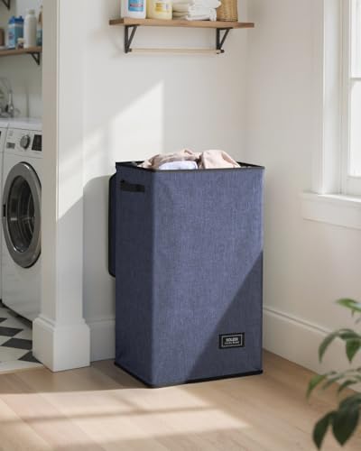SOLEDI Laundry Hamper with Lid 90L Large & Tall Collapsible Laundry Basket, Clothes Hamper with Bag Removable Easy to Carry, Dirty Hampers for Bedroom, Bathroom, Dorm, College, Navy Blue - color: Navy Blue, size: 90L