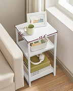 VASAGLE Side Table, Small End Table, Tall Nightstand for Living Room, Bedroom, Office, Bathroom, White ULET273W14 - color: White