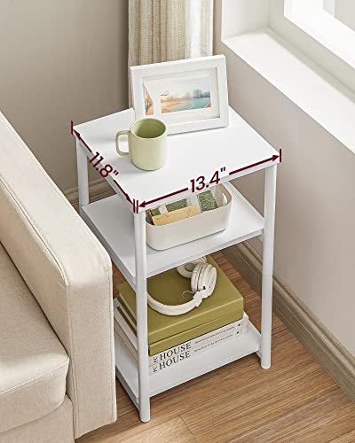 VASAGLE Side Table, Small End Table, Tall Nightstand for Living Room, Bedroom, Office, Bathroom, White ULET273W14 - color: White