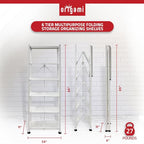 Origami 6-Tier Metal Storage Shelves with Durable Steel Frame and Easy Assembly for Home, Kitchen, and Garage Shelving, White