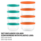 Pyrex Simply Store (8-Pack) Small Glass Food Storage Containers Set, (1 & 2 Cup) Meal Prep Containers With Plastic BPA-Free Lids, Dishwasher & Microwave Safe - size: 8 Pack (Small)