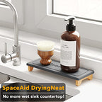 SpaceAid DryingNeat Sink Organizer, Instant Dry Sink Caddy Organizers, Kitchen Sponge Soap Holder Dispenser, Countertop Fast Drying Rack (Bamboo Feet, Dark Gray) - color: Dark Gray