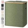 BALEINE Laundry Hamper with Lid, Tall Laundry Baskets with Bamboo Pull Handles, Large Laundry Bin with Internal Support (36 Gal/140L, Green) - color: Green, size: 140 liters